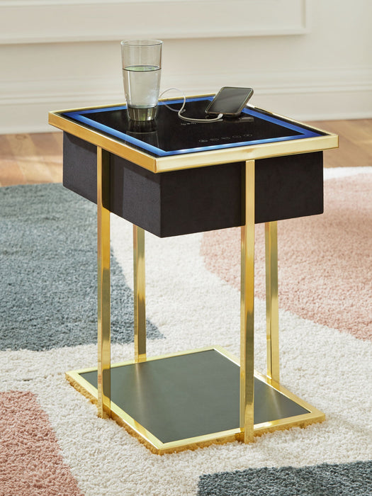 Rexwell - Black / Gold Finish - Accent Table With Speaker - Tallahassee Discount Furniture (FL)