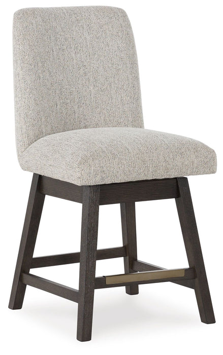 Burkhaus - Beige / Dark Brown - Upholstered Swivel Barstool (Set of 2) - Tallahassee Discount Furniture (FL)