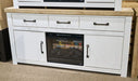 Savonport - XL TV Stand With Fireplace Option - White / Brown - Tallahassee Discount Furniture (FL)