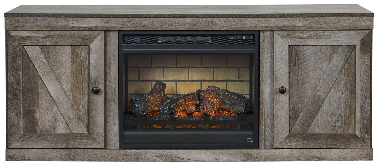 Wynnlow - TV Stand With Faux Firebrick Fireplace Insert - Gray - Tallahassee Discount Furniture (FL)