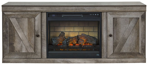 Wynnlow - TV Stand With Faux Firebrick Fireplace Insert - Gray - Tallahassee Discount Furniture (FL)