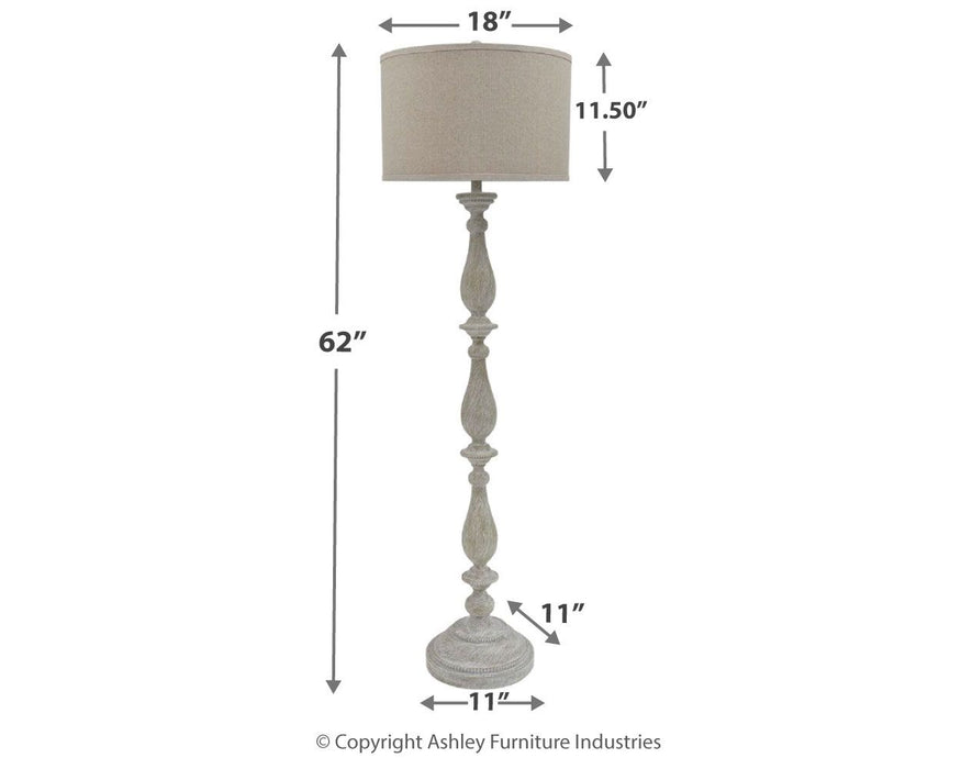 Bernadate - Whitewash - Poly Floor Lamp - Tallahassee Discount Furniture (FL)