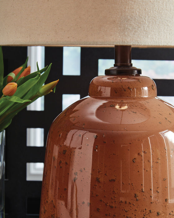 Aaleahya - Rust - Glass Table Lamp - Tallahassee Discount Furniture (FL)