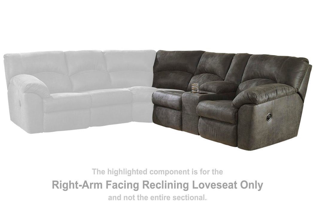 Tambo - RAF REC Loveseat w/Console - Pewter - Tallahassee Discount Furniture (FL)