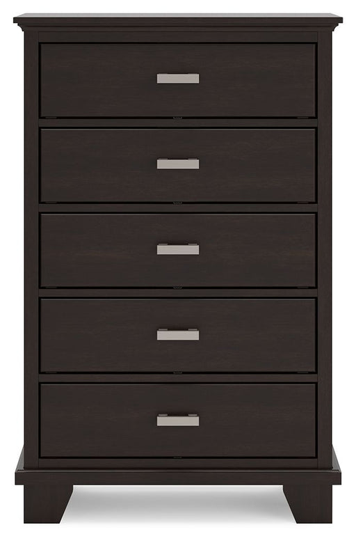 Covetown - Five Drawer Chest - Dark Brown - Tallahassee Discount Furniture (FL)
