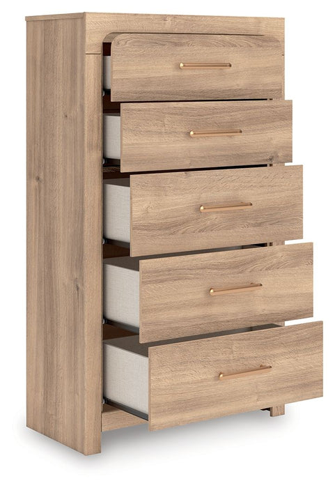 Kinlanni - Five Drawer Chest - Tan - Tallahassee Discount Furniture (FL)
