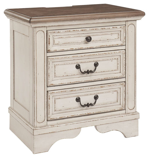 Realyn - White / Brown / Beige - Three Drawer Night Stand - Tallahassee Discount Furniture (FL)