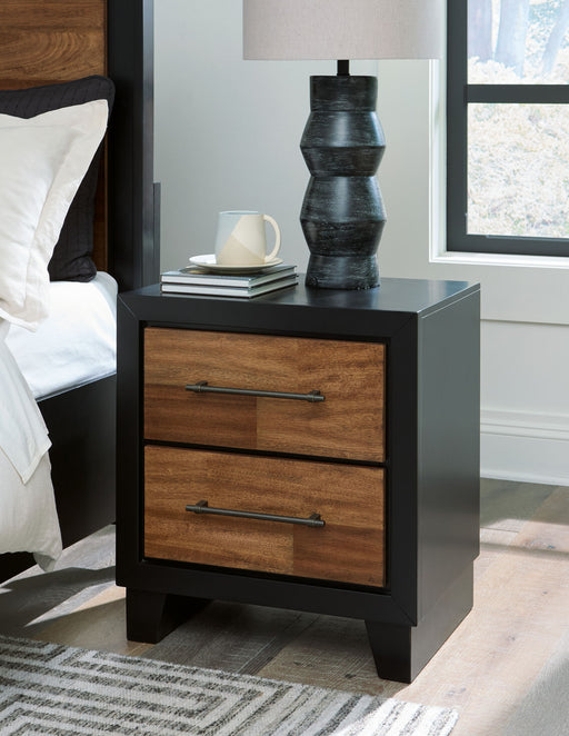 Kraeburn - Brown / Black - Two Drawer Night Stand - Tallahassee Discount Furniture (FL)
