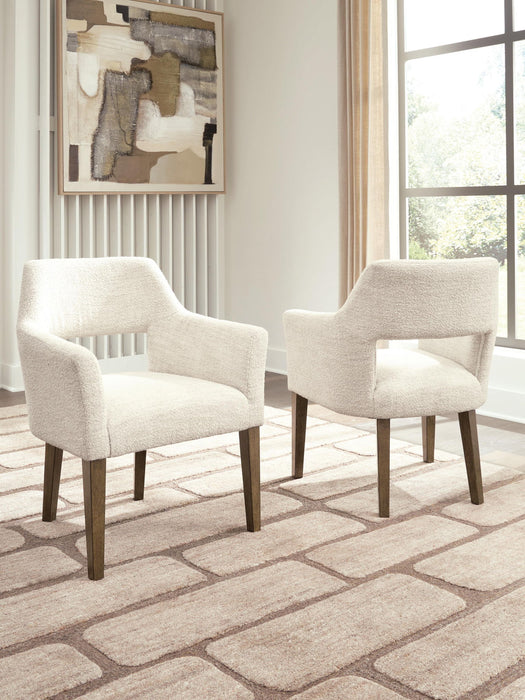 Marxmore - Dining Upholstered Arm Chair (Set of 2) - Beige / Brown - Tallahassee Discount Furniture (FL)