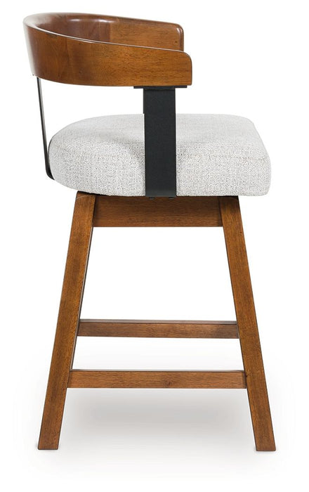 Ralene - Medium Brown - Upholstered Swivel Barstool (Set of 2) - Tallahassee Discount Furniture (FL)