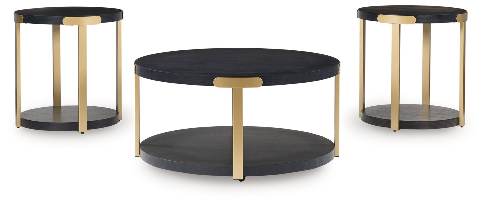 Shylore - Black / Brass Finish - Occasional Table Set (Set of 3) - Tallahassee Discount Furniture (FL)