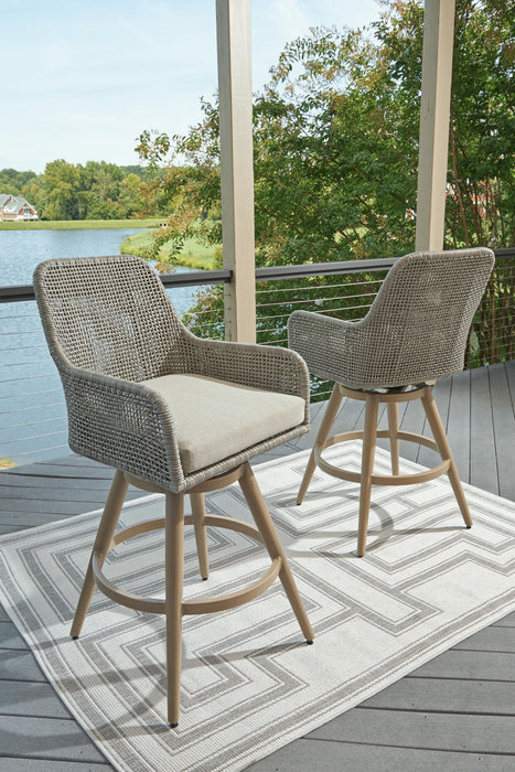 Seton Creek - Barstool With Cushion (Set of 2) - Beige / Gray - Tallahassee Discount Furniture (FL)
