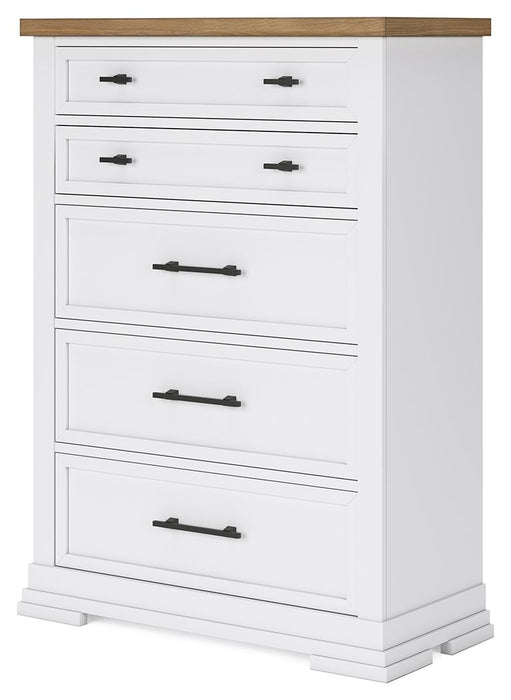 Ashbryn - White / Natural - Five Drawer Chest - Tallahassee Discount Furniture (FL)