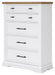 Ashbryn - White / Natural - Five Drawer Chest - Tallahassee Discount Furniture (FL)