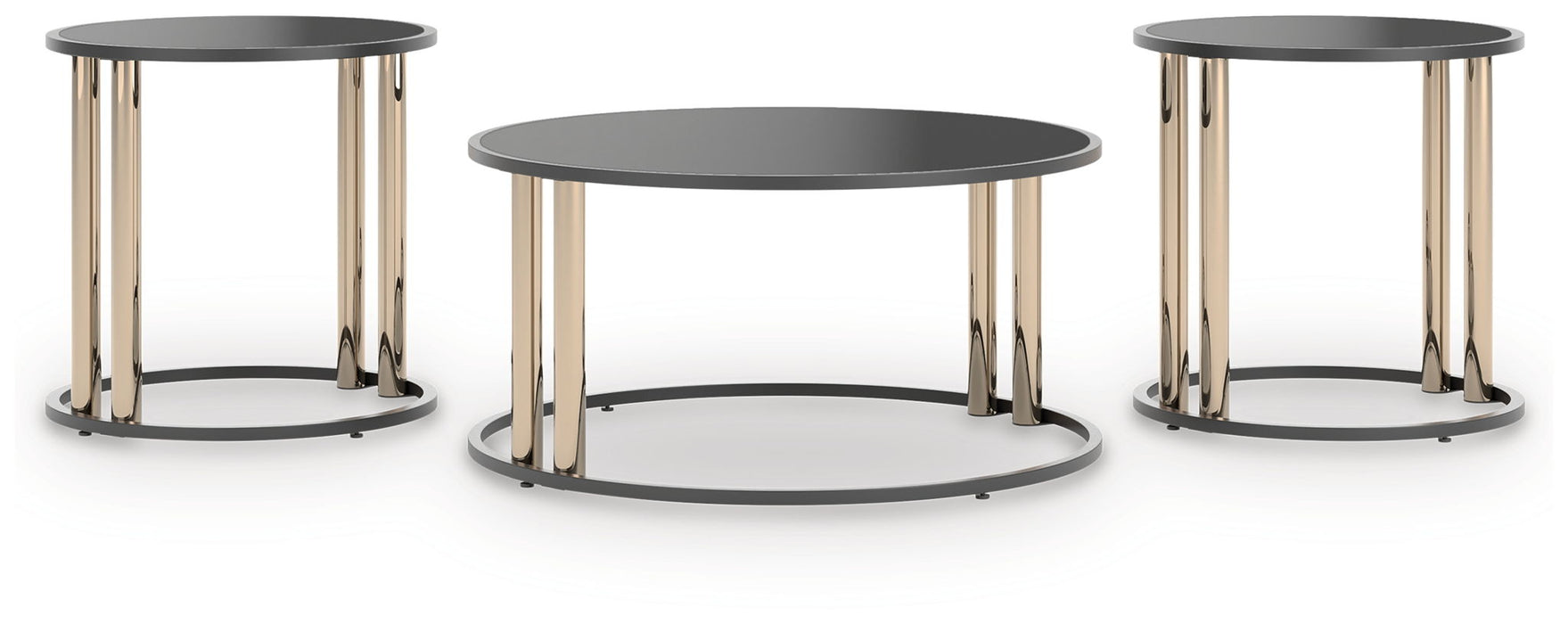 Hannerly - Black / Gold Finish - Occasional Table Set (Set of 3) - Tallahassee Discount Furniture (FL)