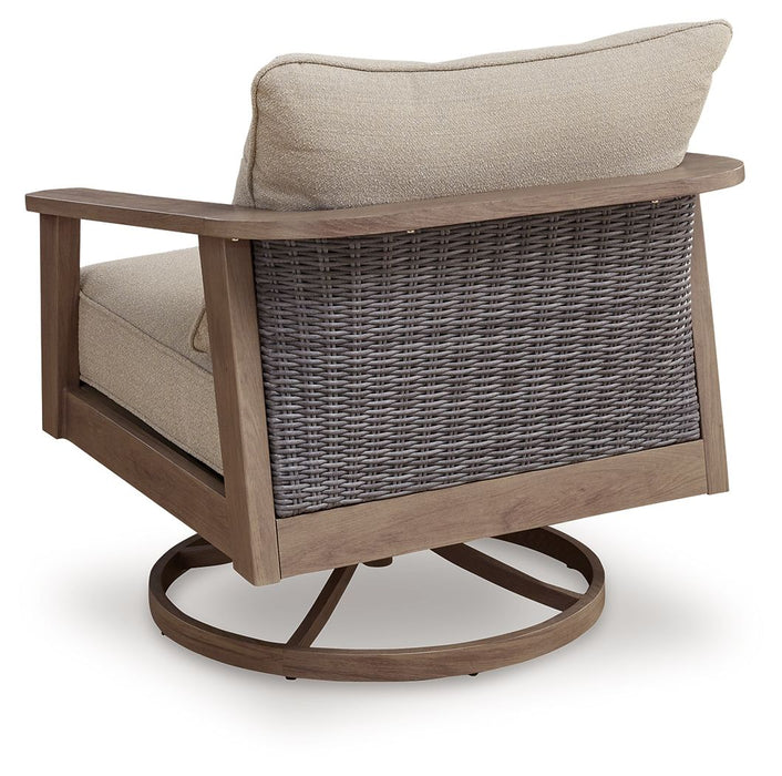 Harmony Headlands - Swivel Lounge With Cushion - Natural / Gray - Tallahassee Discount Furniture (FL)