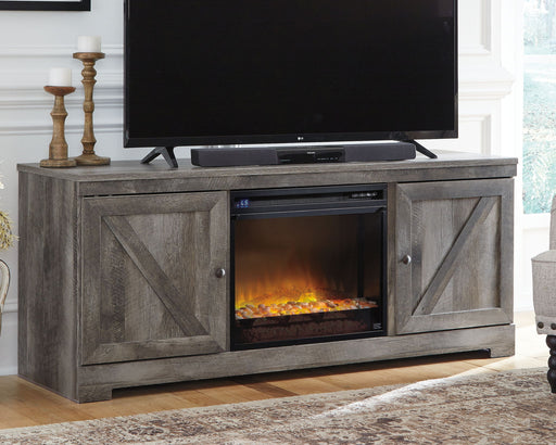 Wynnlow - 63" TV Stand With Glass/Stone Fireplace Insert - Gray - Tallahassee Discount Furniture (FL)