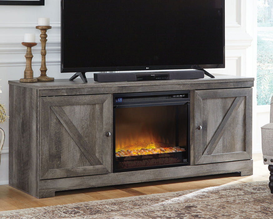 Wynnlow - 63" TV Stand With Glass/Stone Fireplace Insert - Gray - Tallahassee Discount Furniture (FL)