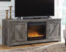 Wynnlow - 63" TV Stand With Glass/Stone Fireplace Insert - Gray - Tallahassee Discount Furniture (FL)