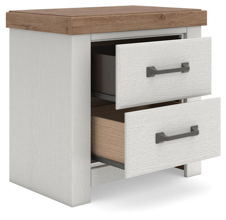 Savonport - Two Drawer Night Stand - White / Brown - Tallahassee Discount Furniture (FL)