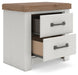 Savonport - Two Drawer Night Stand - White / Brown - Tallahassee Discount Furniture (FL)