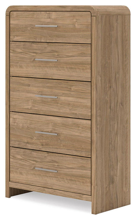 Gramburg - Five Drawer Chest - Warm Natural Brown - Tallahassee Discount Furniture (FL)