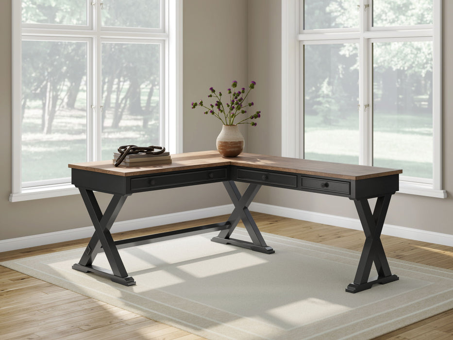 Wildenauer - Brown / Black - Home Office Desk And Return - Tallahassee Discount Furniture (FL)