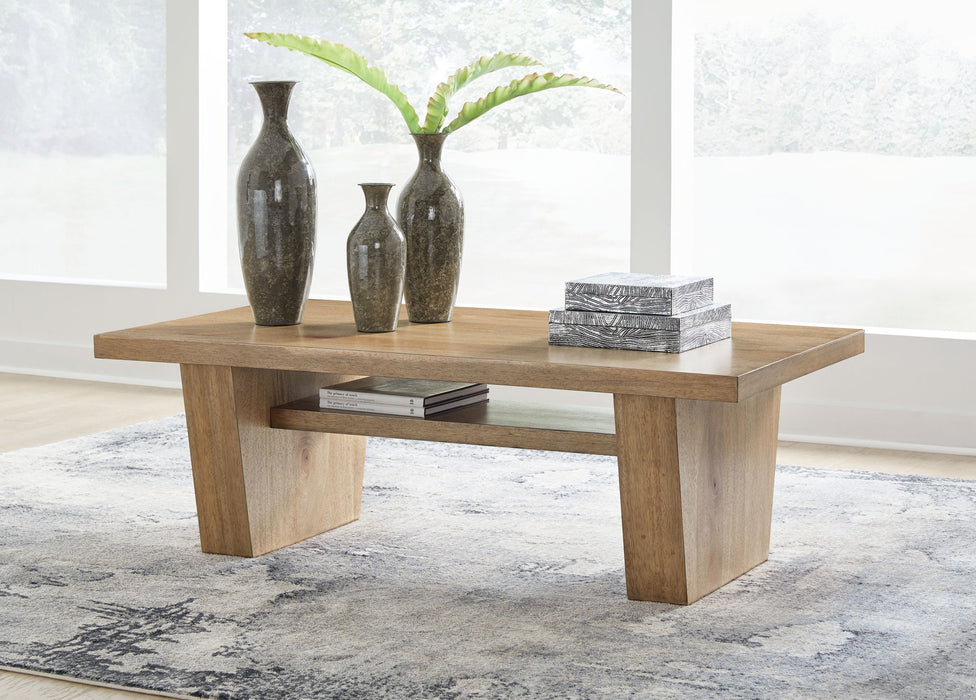 Kristiland - Light Brown - Rectangular Cocktail Table - Tallahassee Discount Furniture (FL)