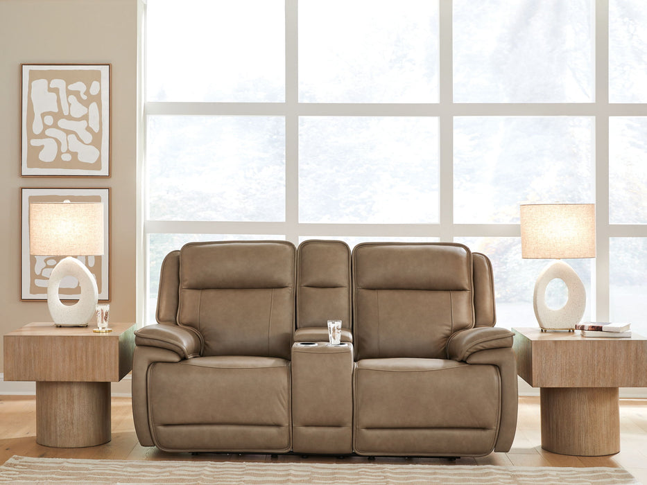 Glencroft - Power Reclining Loveseat With Console / Adjustable Headrest - Sahara - Tallahassee Discount Furniture (FL)