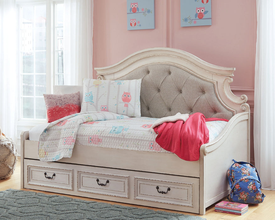 Realyn - Twin Day Bed With Storage - Chipped White - Tallahassee Discount Furniture (FL)
