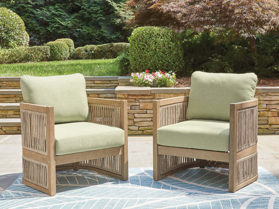 Serena Shores - Beige / Green - Lounge Chair With Cushion (Set of 2) - Tallahassee Discount Furniture (FL)
