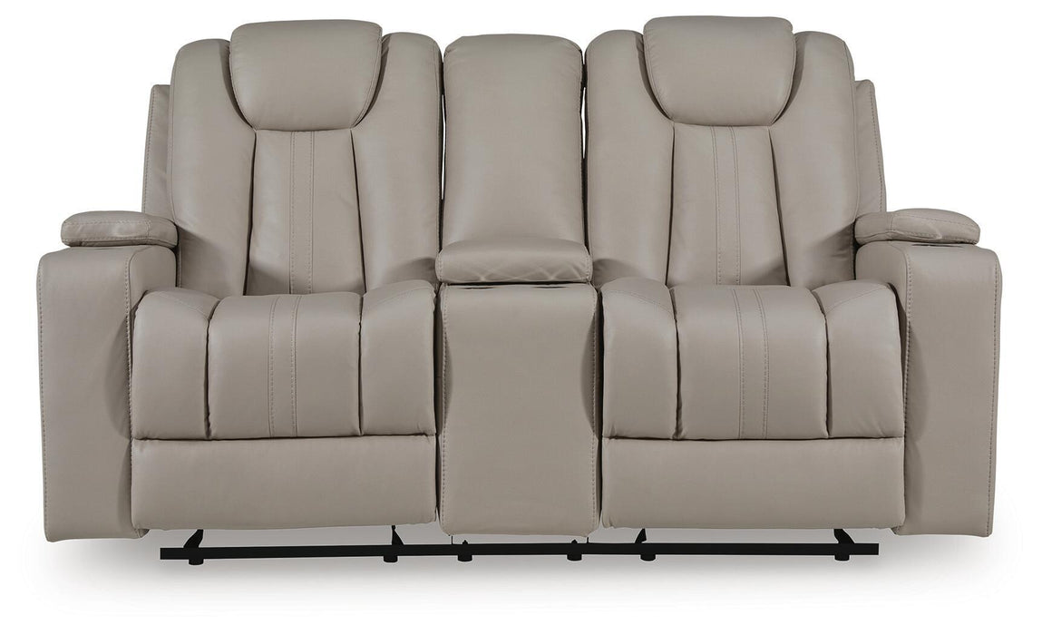 Elevate Edges - Glide Reclining Loveseat With Console - Coin - Tallahassee Discount Furniture (FL)