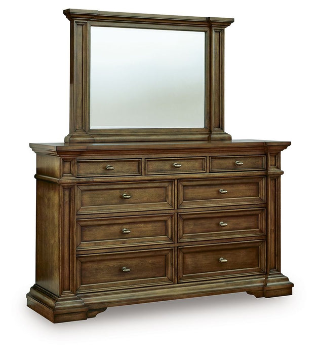 Frantanna - 3 Pc. - Queen Panel Storage Bed, Dresser And Mirror - Brown