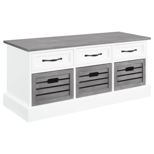 Alma 3-drawer Storage Bench White and Weathered Grey image