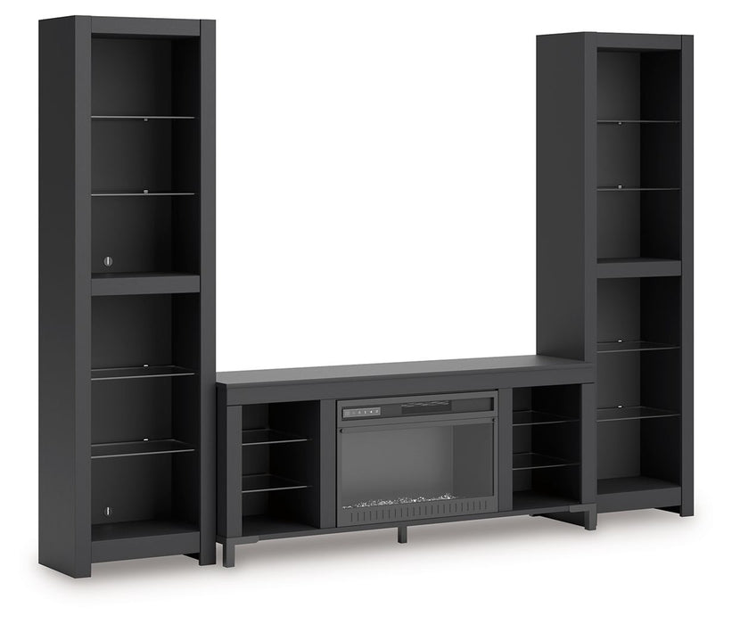 Cayberry - Black - 3-Piece Entertainment Center With Electric Fireplace - Tallahassee Discount Furniture (FL)