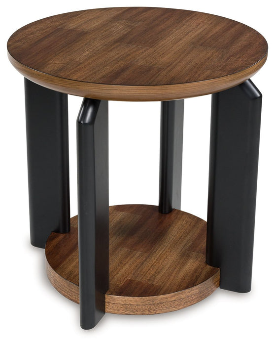 Kraeburn - Brown / Black - Round End Table - Tallahassee Discount Furniture (FL)