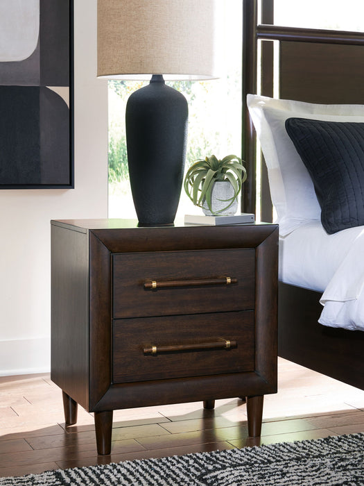 Dantenton - Two Drawer Night Stand - Merlot - Tallahassee Discount Furniture (FL)