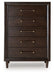 Dantenton - Five Drawer Chest - Merlot - Tallahassee Discount Furniture (FL)
