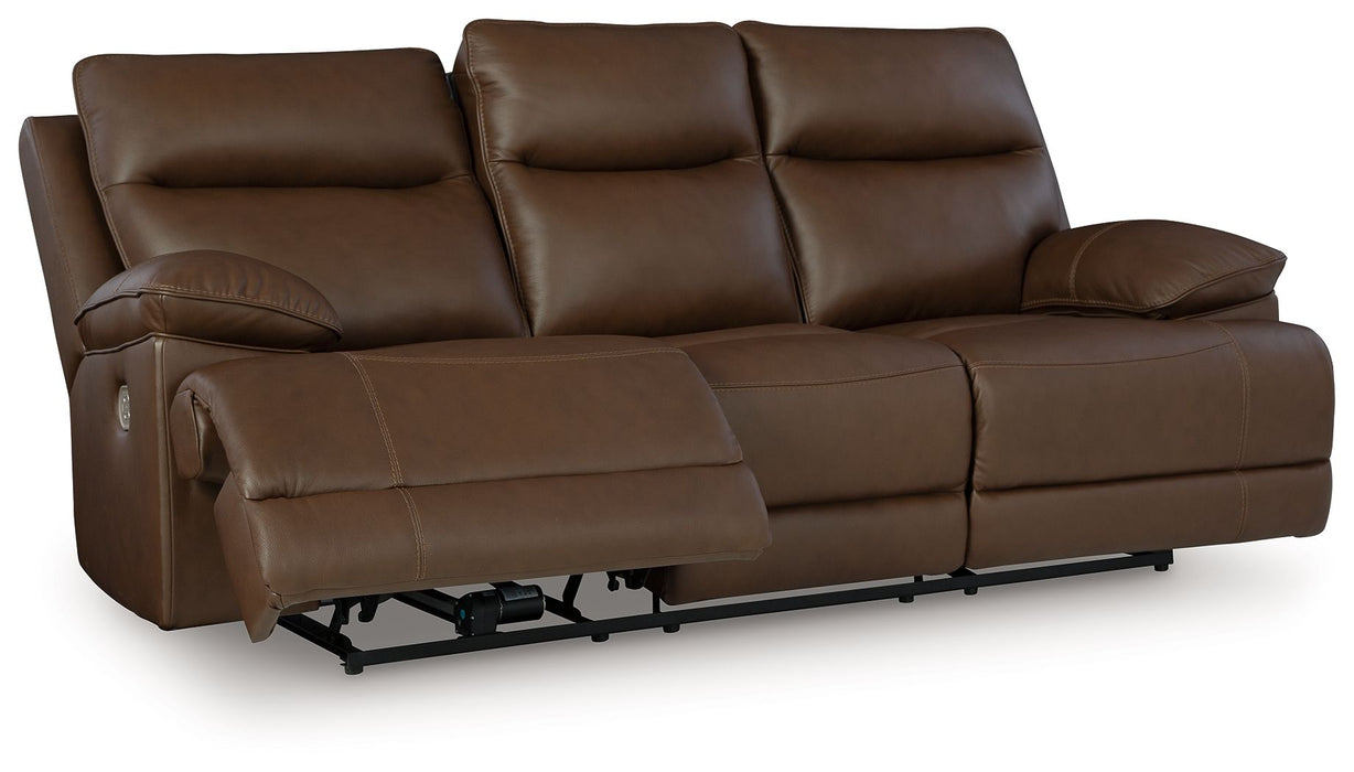 Vonryan - Power Reclining Sofa With Adj Headrest - Tobacco - Tallahassee Discount Furniture (FL)