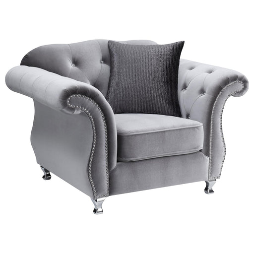 Frostine Button Tufted Chair Silver image