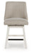 Robbinsdale - Antique White - Upholstered Swivel Curved Back Barstool (Set of 2) - Tallahassee Discount Furniture (FL)