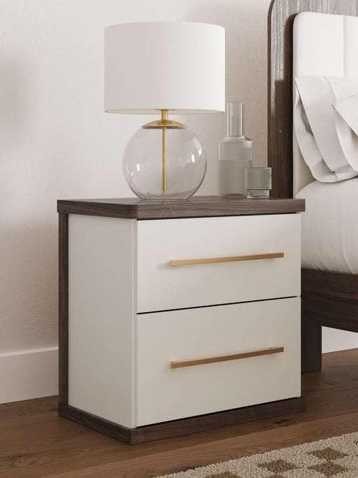 Kendanport - Brown / White - Two Drawer Night Stand - Tallahassee Discount Furniture (FL)