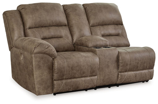 Ravenel - Fossil - Laf Dbl Power Reclining Loveseat with Console - Tallahassee Discount Furniture (FL)