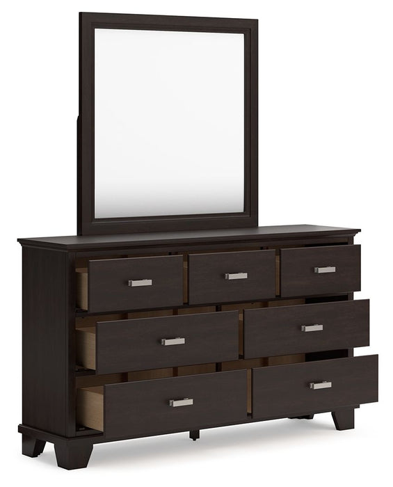 Covetown - Dark Brown - Dresser And Mirror - Tallahassee Discount Furniture (FL)