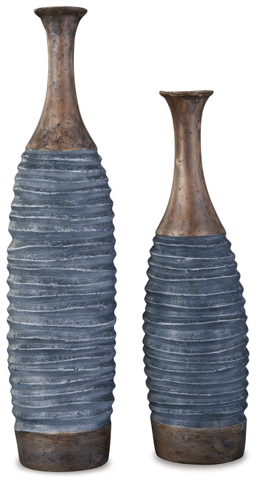Blayze - Vase Set (Set of 2) - Antique Gray / Brown - Tallahassee Discount Furniture (FL)