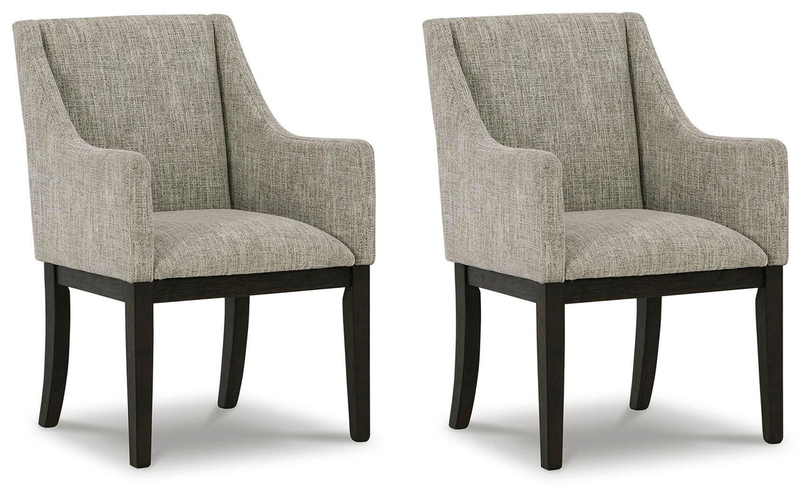 Burkhaus - Dining UPH Arm Chair (Set of 2) - Beige / Dark Brown - Tallahassee Discount Furniture (FL)