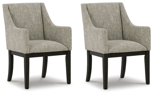 Burkhaus - Dining UPH Arm Chair (Set of 2) - Beige / Dark Brown - Tallahassee Discount Furniture (FL)