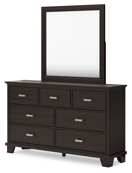 Covetown - Dark Brown - Dresser And Mirror - Tallahassee Discount Furniture (FL)