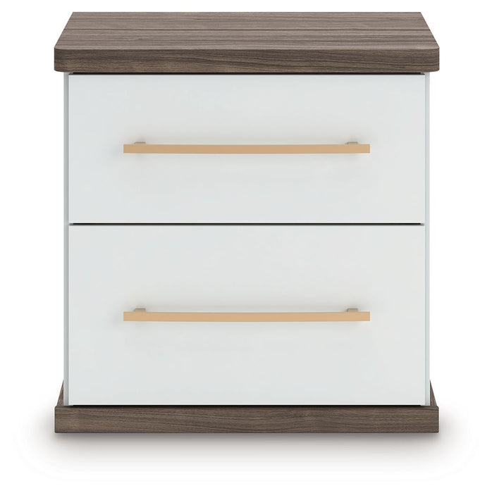 Kendanport - Brown / White - Two Drawer Night Stand - Tallahassee Discount Furniture (FL)
