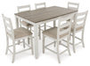 Skempton - Counter Height Dining Table and Bar Stools (Set of 7) - White / Light Brown - Tallahassee Discount Furniture (FL)